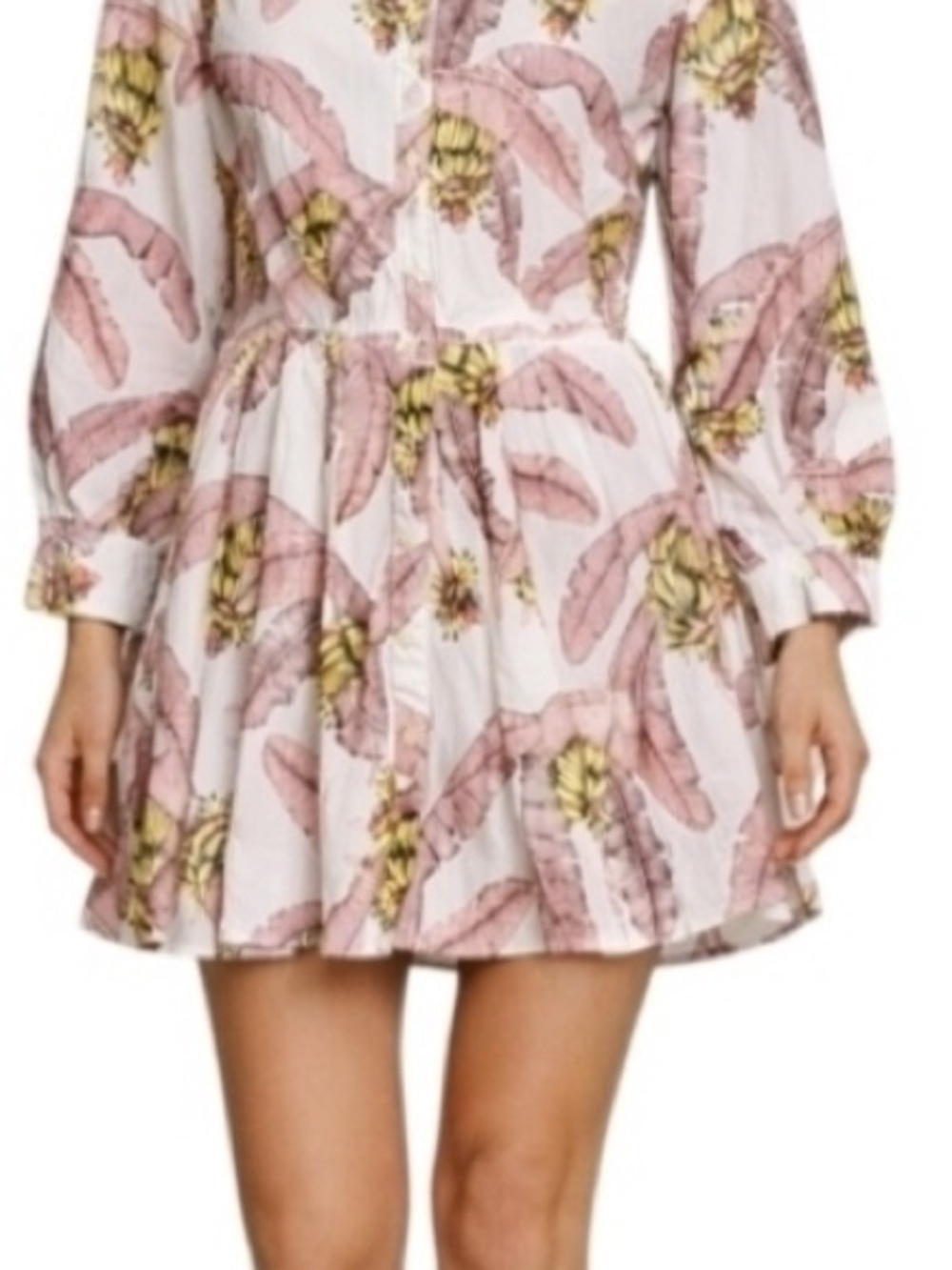 Desmond & Dempsey X H&M Tiered Shirt Dress Banana Leaf Tropical Poplin Cotton M — image 5 of 8